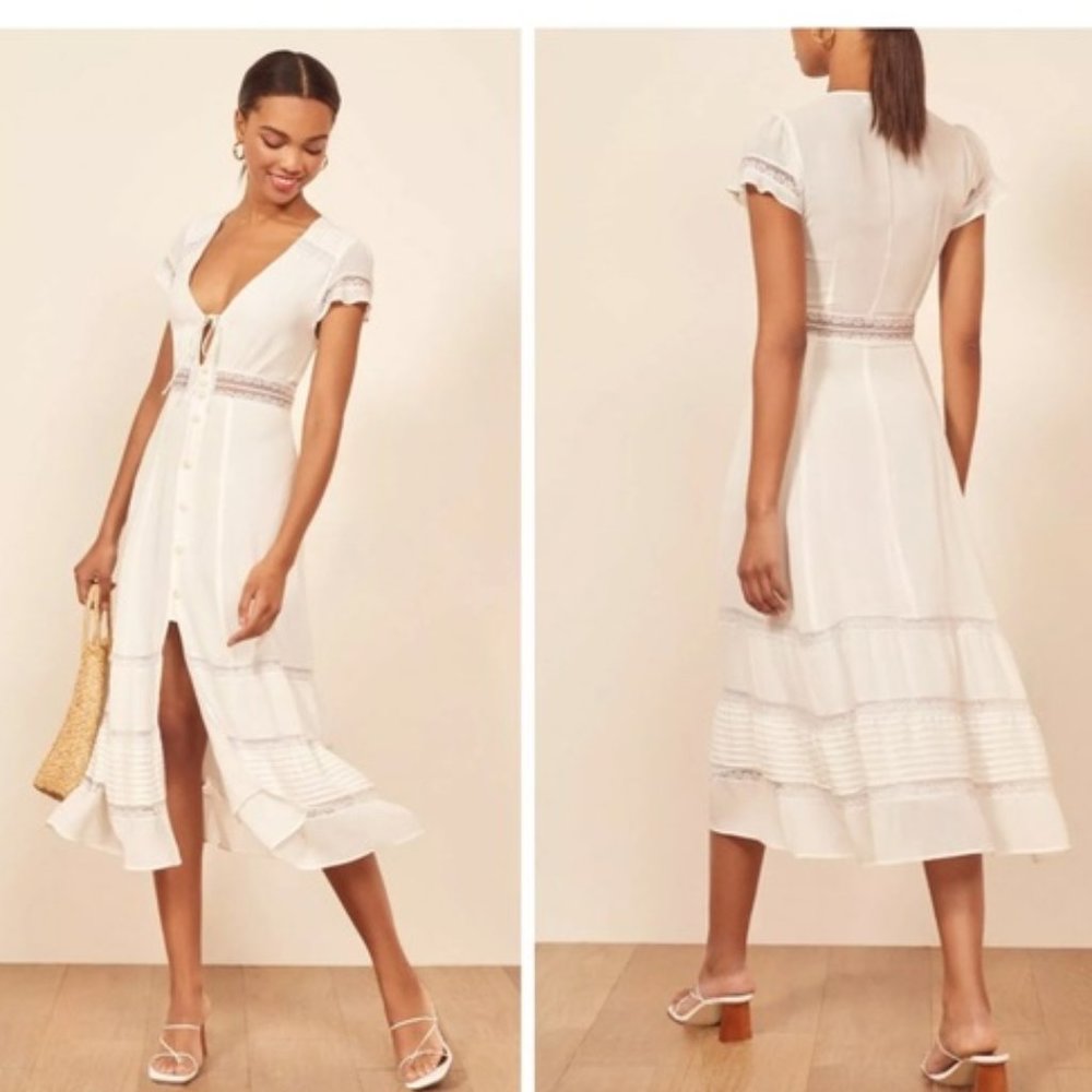 Reformation Garland Lace Trim Dress 0